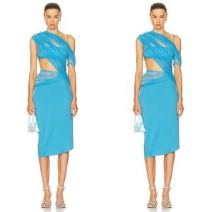 NWT CHRISTOPHER ESBER Magnetica Asymmetric Dress in Dolphin blue